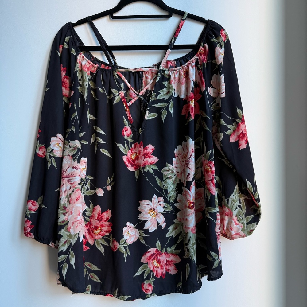 Charlotte Russe Black Floral Blouse